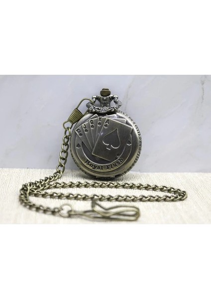 Oyun Kartı Tasarımlı Köstekli Saat