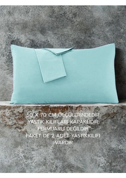 Pamuklu Düz Kumaştan Kapaklı Yastık Kılıfı 2 Adet