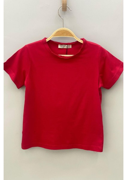 Unisex Çocuk Basic Kısa Kol T-shirt 5203 Kırmızı modelleri
