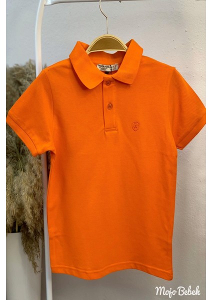 Mojo Unisex Çocuk Düğmeli Kısa Kol Lacoste T-shirt 5281 Turuncu modelleri
