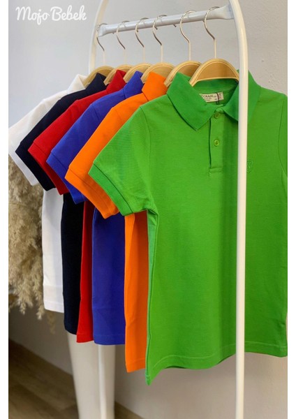 Mojo Unisex Çocuk Düğmeli Kısa Kol Lacoste T-shirt 5281 Turuncu fırsatları