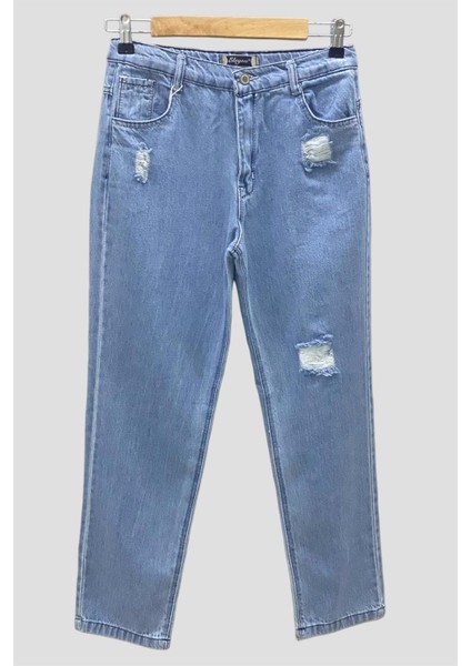 Mojo Garson Kız Çocuk Yüksek Bel Yıpratmalı Kot Pantolon 65772 Açık Mavi