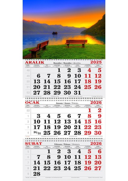 2026 Yılı Gemici Takvimi-Deniz Eşliğinde Gün Batımı Manzarası