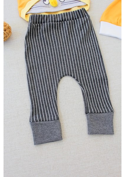 Litaetrend 3-6 6-9 9-12 Ay Şımarık Tavşan Nakışlı Şapkalı Uzun Kollu Sweat 3lü Kız-Erkek Bebek Takımı Turuncu modelleri