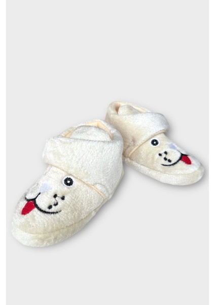 Çocuk Cırtlı Kaydırmaz Taban Anaokulu Kreş Ev Ayakkabısı Panduf Krem fırsatları