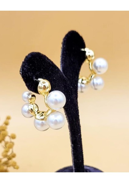 Top Incili Halka Çelik Küpe modelleri