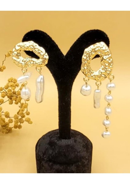 Gold Dokunuş Barok Incili Pirinç Küpe modelleri