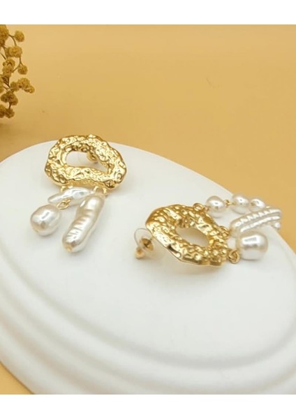 Gold Dokunuş Barok Incili Pirinç Küpe fırsatları