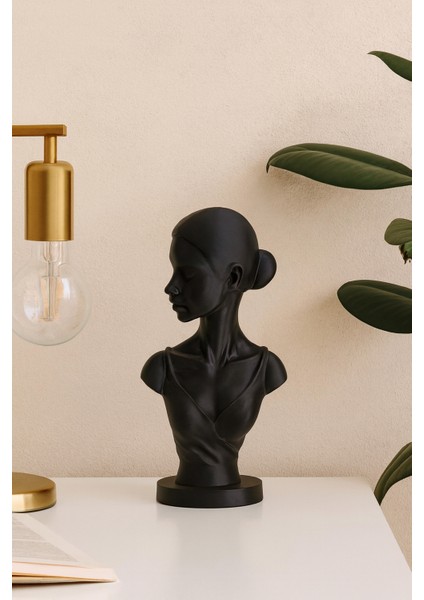 3dıyar Minimalist Kadın Büst Heykel – Siyah Modern Dekoratif Obje Salon, Ofis, Masa Üstü Şık Biblo