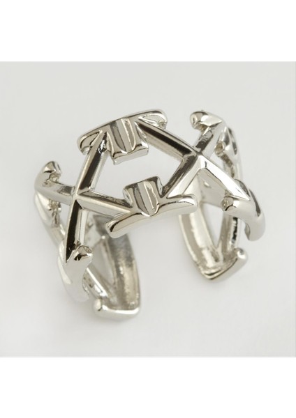 Çarpı Şekilli Taşlı Yüzük