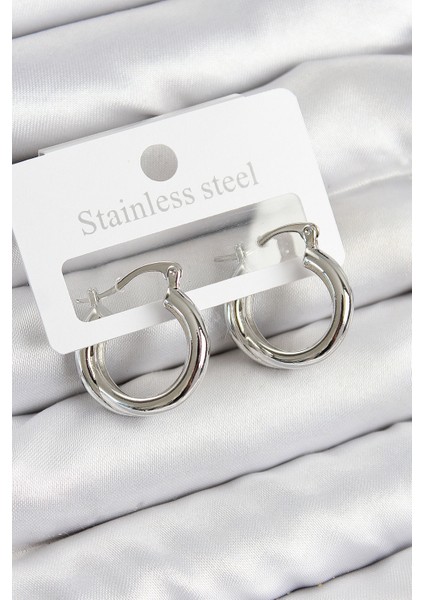 Pirinç Halka Model Gümüş Renk Kadın Küpe - Lisinya