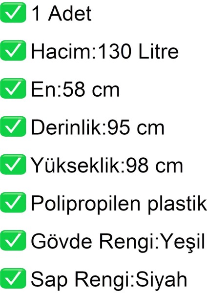 PK130 Plastik Market Alışveriş Arabası 130 Litre Yeşil fiyatları