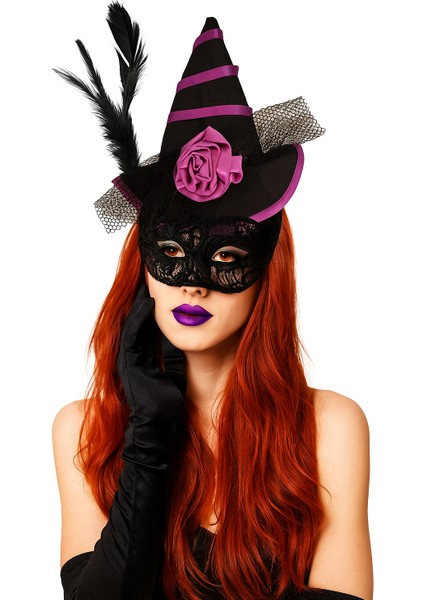 Halloween Cadılar Bay.mor Siyah Güllü Mini Şapka fiyatları