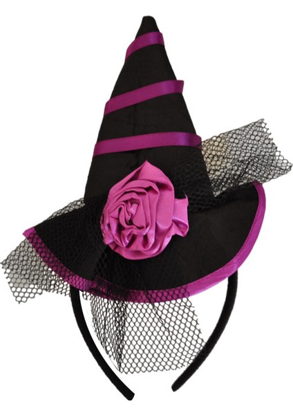 Halloween Cadılar Bay.mor Siyah Güllü Mini Şapka modelleri