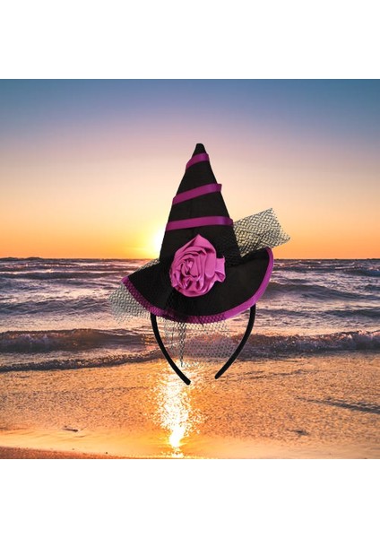 Halloween Cadılar Bay.mor Siyah Güllü Mini Şapka indirimleri