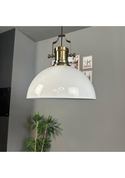 Linate Beyaz Silindir Eskitme Başlık Avize Tekli Sarkıt Salon Kuaför Dekoratif Aydınlatma