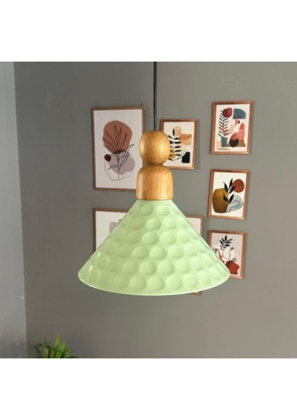 Rumy Mint Tekli Avize Boncuk Kalın Ahşap Kafa Başlık Avize Sarkıt Ofis Salon Mutfak Avizeleri fırsatları