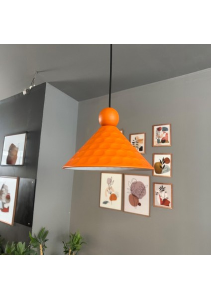 Rumy Tekli Avize Turuncu Boncuk Başlık Sarkıt Ofis Showroom Salon Mutfak Avizeleri