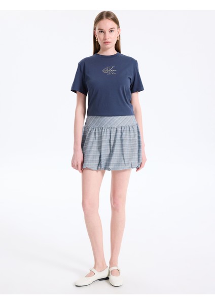 Bisiklet Yaka Düz Mavi Kadın T-Shirt LV047D873GVEK fiyatları