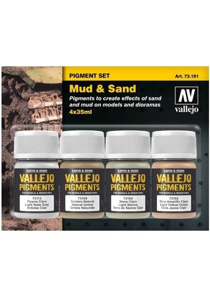 73191 4X35 ml. Mud & Sand, Model Boyası Pigment Seti
