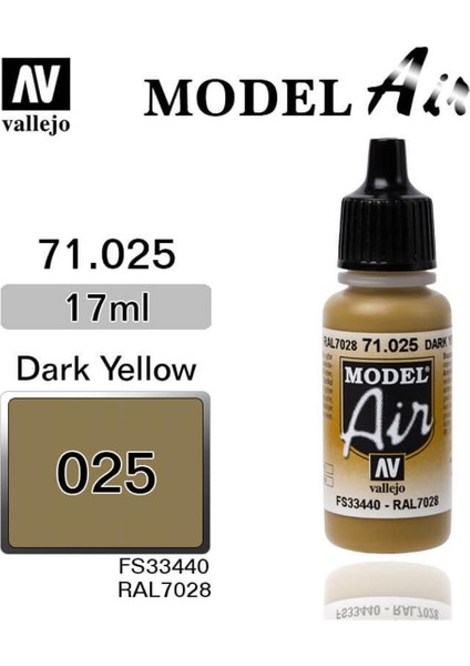 71025 18 ml. Dark Yellow, Model Air Serisi Model Boyası fiyatları