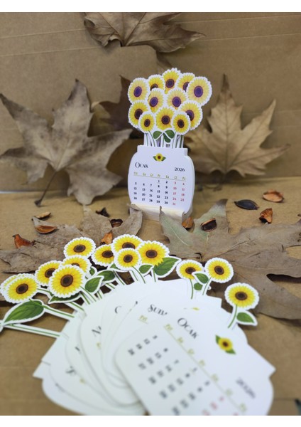 2026 Ayçiçeği Takvimi Ahşap Ayaklı Ayçiçeği Temalı Özel Tasarım Takvim fiyatları