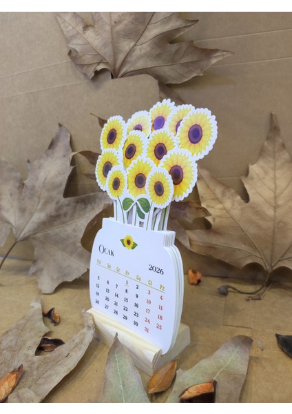 2026 Ayçiçeği Takvimi Ahşap Ayaklı Ayçiçeği Temalı Özel Tasarım Takvim modelleri