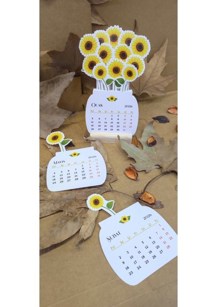 2026 Ayçiçeği Takvimi Ahşap Ayaklı Ayçiçeği Temalı Özel Tasarım Takvim fırsatları