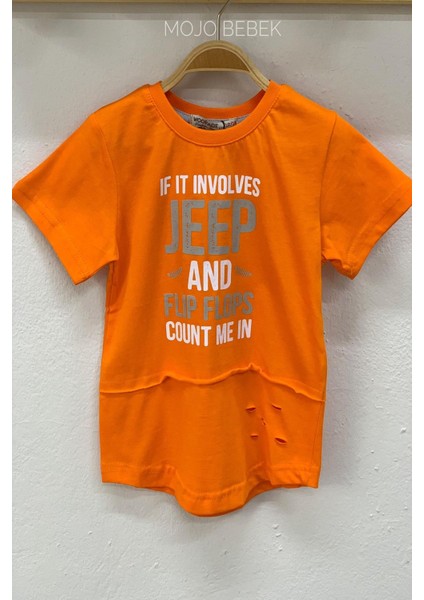 Erkek Çocuk Jeep Baskılı Kısa Kol T-Shirt 4032 Turuncu fırsatları