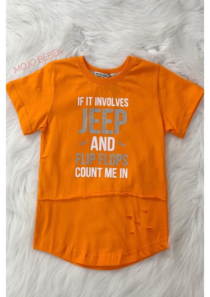 Erkek Çocuk Jeep Baskılı Kısa Kol T-Shirt 4032 Turuncu indirimleri