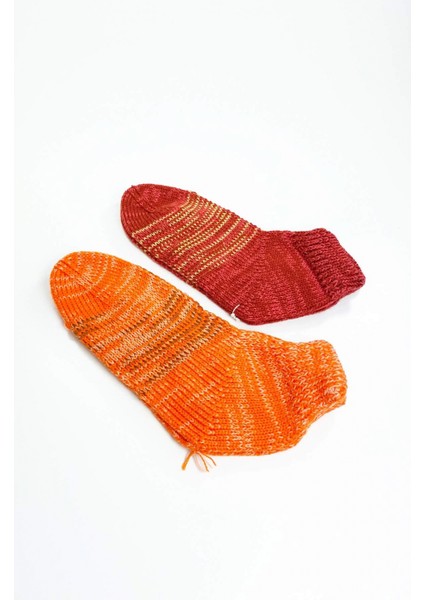 2 Çift El Örgüsü Kışlık Şık Kadın Yün Patik Set 15