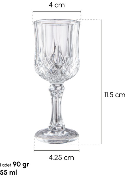 Capone Crystal Cam 6'lı Kahve Yanı Bardak 55 ml modelleri