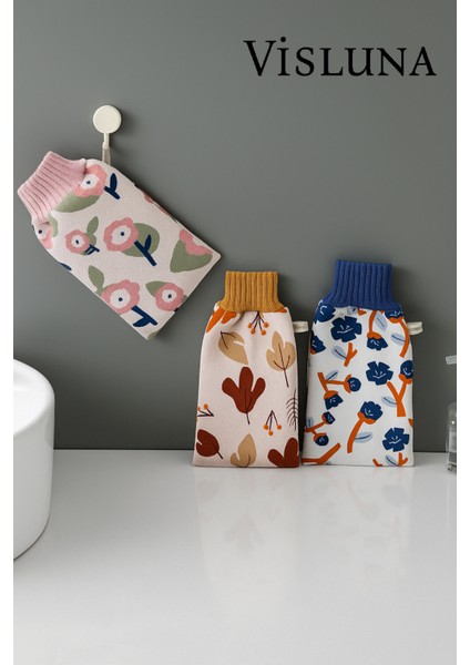 2'li Mikrofiber Banyo Duş Kesesi Eldiveni Ölü Deri Temizleyici Içi Lif Dışı Kese Karışık Renk