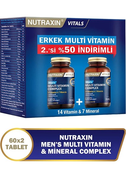 Asfstore Nutraxin Multivitamin Erkek 120 Tablet - 2.si % 50 Indirimli