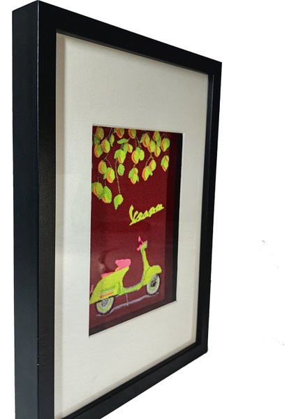 Vespa Kırmızı - Uv LED Li Neon Nakış Işlemeli 21X30 cm fiyatları