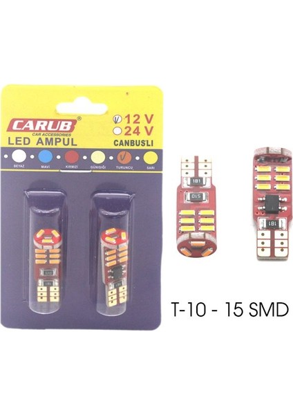 Park Ledi Canbus 15 Ledli Turuncu 12V T10 20W 2li Set