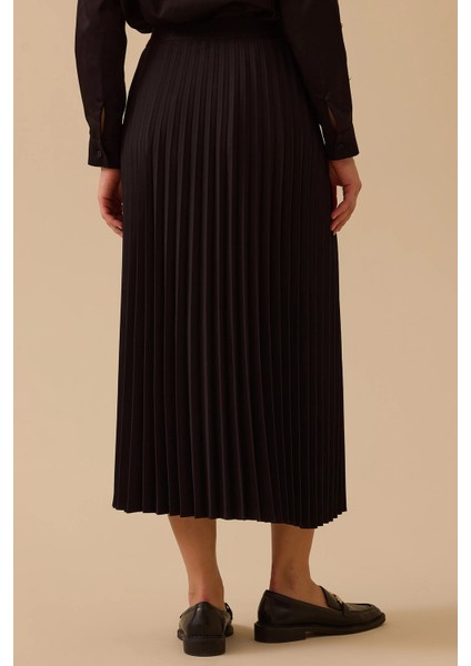 Kadın Esnek Bel Pliseli Basic Etek 1019 Siyah modelleri