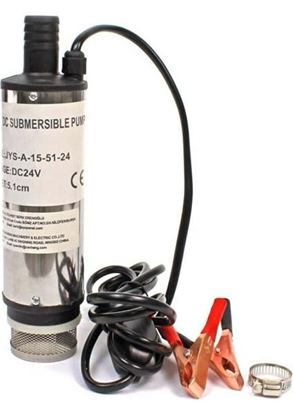 24 Volt Mazot Yağ Aktarma Pompası, Dc Mini Dalgıç Pompa Süzgeçli 51 mm Dış Çap