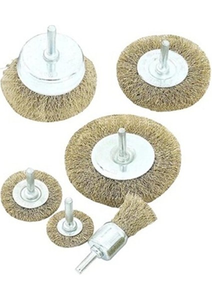 Bay-Tec 6 Parça Çelik Tel Fırça Seti MK1260 Matkap Tel Fırça 6'lı
