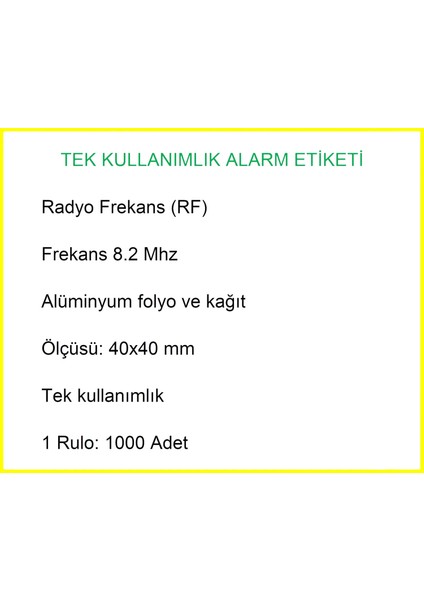 4x4 cm Barkodlu Alarm Etiketi Rf Radyo Frekans 1 Rulo: 1000 Adet modelleri