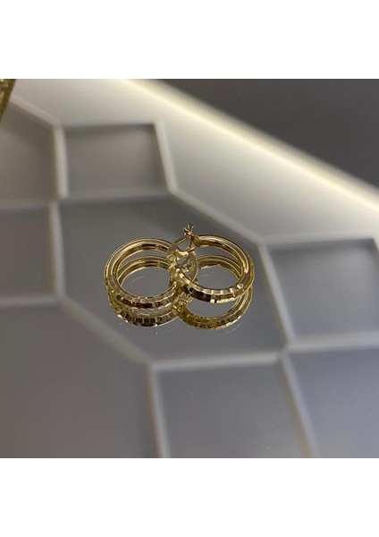 14 Ayar Altın Işıltlı Halka Küpe