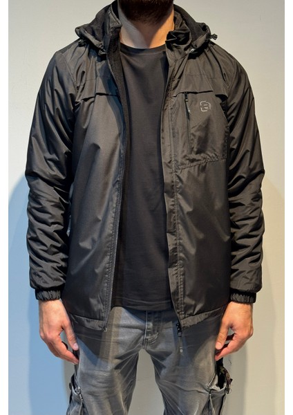 Erkek Kapüşonlu Cep Detaylı Içi Polar Kışlık Mont 2540 Siyah modelleri