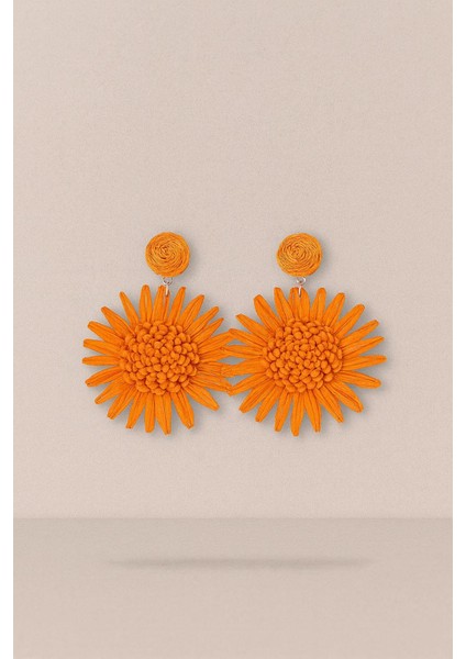 Turuncu Hasır Çiçek Küpe fiyatları