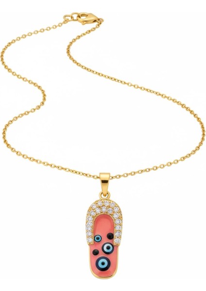 Pembe Zeminli Nal ve Nazar Boncuklu Çelik Kolye fiyatları