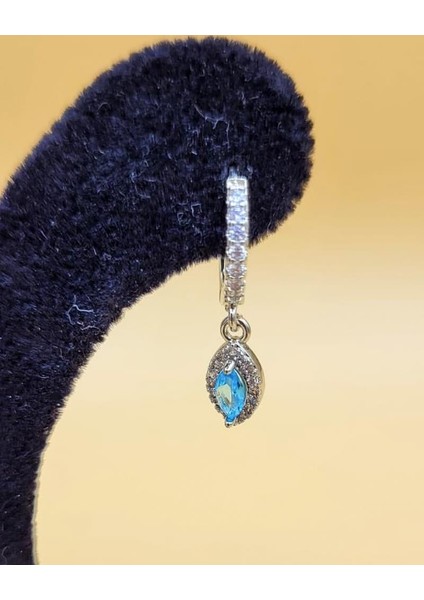 Zirkon Taşlı Minimal Damla Mavi Küpe fırsatları