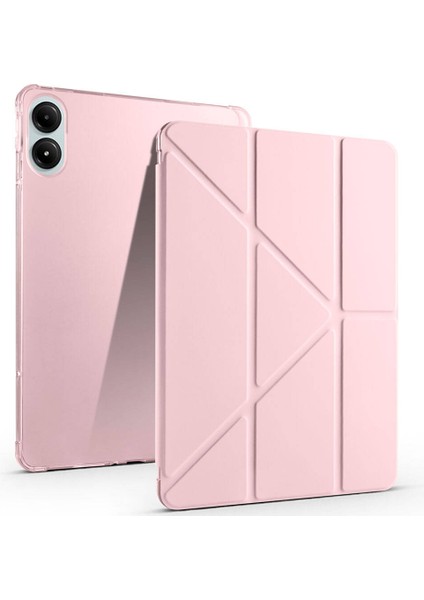 Xiaomi Redmi Pad Pro Kılıf Zore Tri Folding Kalem Bölmeli Standlı Kılıf-Rose Gold + Cam fiyatları