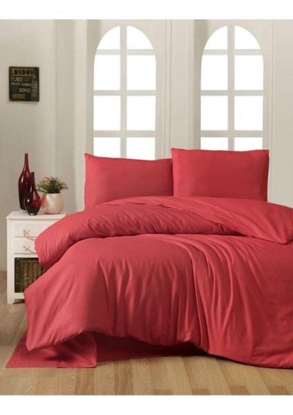 Çift Kişilik % 100 Pamuk Nevresim Takımı Vermıllon