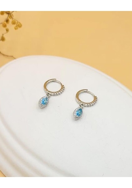 Zirkon Taşlı Minimal Damla Mavi Küpe indirimleri