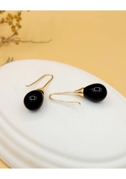 Siyah Uzun Damla Gold Küpe fırsatları
