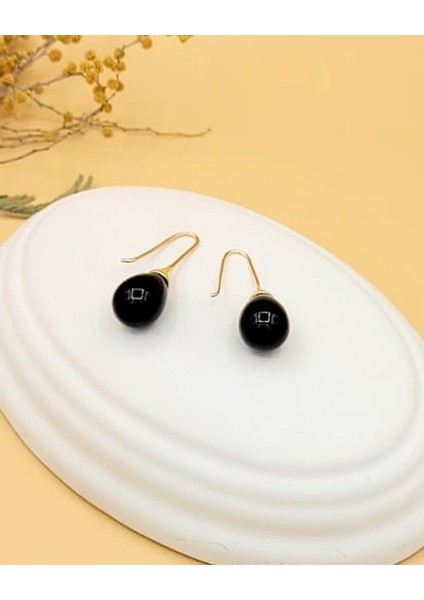 Siyah Uzun Damla Gold Küpe indirimleri